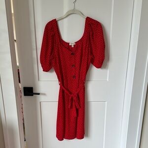 Red Polka Dot Button-Up Dress